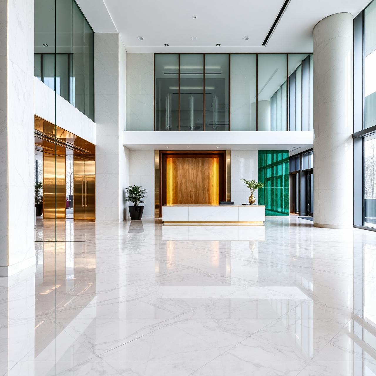 Polished modern office lobby